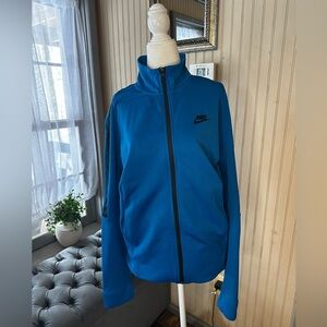 Nike Blue Full Zip Track Jacket Mens Medium Black Swoosh Athletic Sportswear